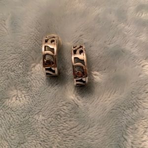 Silver hoop earrings.